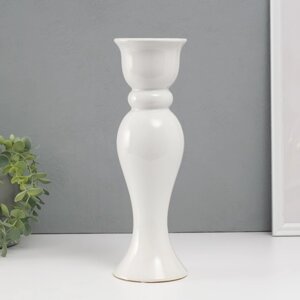 Подсвечник керамика на 1 свечу "Вуаль" d=1,5 см белый 9,8х9,8х30,5 см