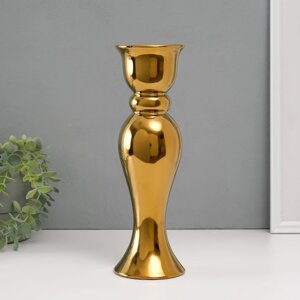 Подсвечник керамика на 1 свечу "Вуаль" d=1,5 см золото 9,8х9,8х30,5 см