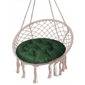 Подушка круглая на кресло непромокаемая D60 см, цвет тёмно-зелёный, грета 20%полиэстер 80%