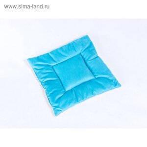 Подушка на стул квадратная 45х45см, высота 5см, велюр голубой, бежевый, синтет. волокно