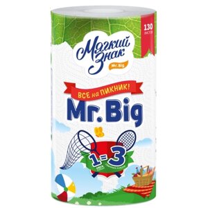 Полотенца бумажные «Мягкий знак» Mr. Big, 2 слоя, 1 рулон, 165 листов, белые