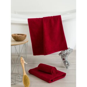 Полотенце махровое Bio-Textiles «Ринг», без бордюра, 360 гр, размер 70x140 см, цвет бордовый