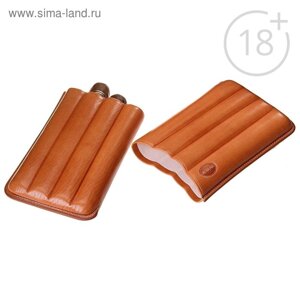 Портсигар светло-коричневый, для 4 сигар, d = 1,8 см, 14,5 10 3,5 см
