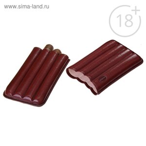 Портсигар темно-коричневого цвета для 4 сигар диаметром 1,8 см, 15,5 3 9,5 см