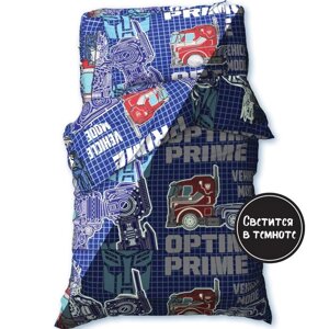 Постельное бельё 1,5 сп Neon Series "Optimus Prime" Transformers 143*215 см, 150*214 см, 50*70 см -1 шт, светится в темноте