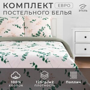 Постельное белье Этель евро «Эвкалипт»вид 1) 200*217 см,240*220 см,70*70 см -2 шт