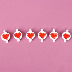 Прищепки декоративные «Сердечки» набор 6 шт., 2 11,5 16 см