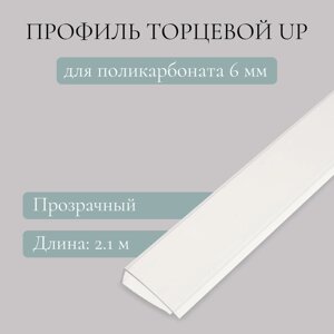 Профиль торцевой для поликарбоната, UP 2,1 м 6 мм, прозрачный, Novattro