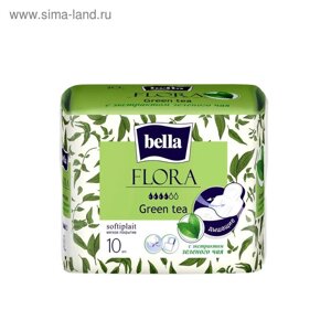 Прокладки женские гигиенические bella FLORA Green tea с экстрактом зеленого чая 10 шт.