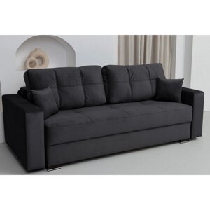 Прямой диван «Кардинал», тик-так, независимый пружинный блок, велюр, цвет сatania black
