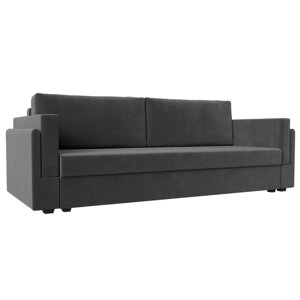 Прямой диван «Лига 007», механизм еврокнижка, велюр, цвет серый