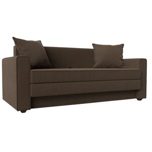 Прямой диван «Лига 012», механизм раскладной, рогожка, цвет коричневый