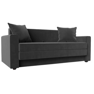 Прямой диван «Лига 012», механизм раскладной, велюр, цвет серый