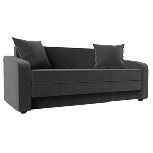 Прямой диван «Лига 013», механизм раскладной, велюр, цвет серый