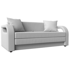 Прямой диван «Лига 014», механизм раскладной, экокожа, цвет белый