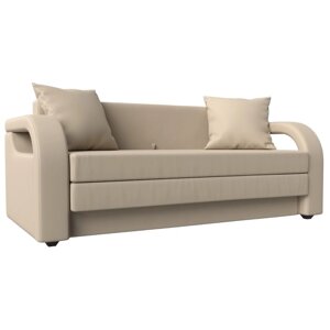 Прямой диван «Лига 014», механизм раскладной, экокожа, цвет бежевый