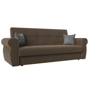 Прямой диван «Лига 019», механизм книжка, рогожка, цвет коричневый / серый