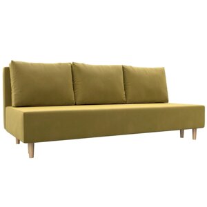Прямой диван «Лига 033», механизм еврокнижка, ППУ, микровельвет, цвет жёлтый