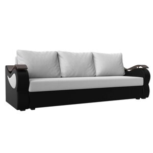 Прямой диван «Меркурий лайт», механизм еврокнижка, экокожа, цвет белый / чёрный