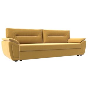 Прямой диван «Нэстор Лайт», механизм еврокнижка, микровельвет, цвет жёлтый