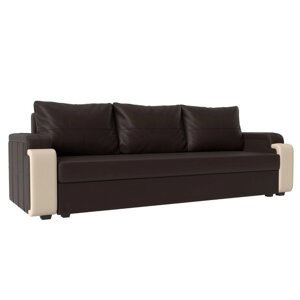 Прямой диван «Николь лайт», механизм еврокнижка, экокожа, цвет коричневый / бежевый