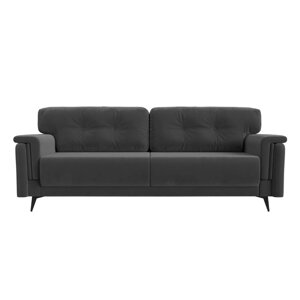 Прямой диван «Оксфорд», механизм пантограф, велюр, цвет серый