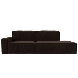 Прямой диван «Прага модерн», еврокнижка, подлокотник слева, микровельвет, цвет коричневый