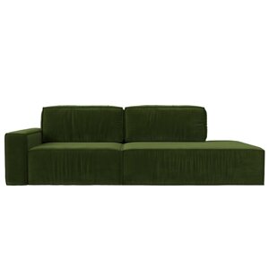 Прямой диван «Прага модерн», еврокнижка, подлокотник слева, микровельвет, цвет зелёный