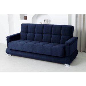 Прямой диван «Прайм 5», книжка, независимый пружинный блок, велюр, цвет selfie deep blue