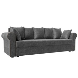 Прямой диван «Рейн», механизм еврокнижка, рогожка, цвет серый / кант коричневый