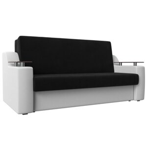Прямой диван «Сенатор 160», механизм аккордеон, микровельвет/экокожа, цвет чёрный/белый