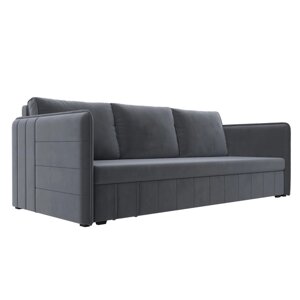 Прямой диван «Слим», механизм еврокнижка, велюр, цвет серый