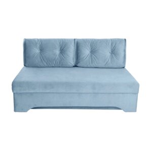 Прямой диван «Твист 3», механизм еврокнижка, велюр, цвет синий