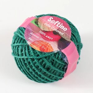 Пряжа 100% джут "Softino Jute Colored" 50м 2м тёмно-зелёный 50 гр