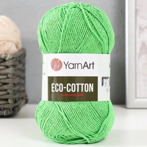 Пряжа "Eco-Cotton" 80% хлопок 20% полиэстер 220м/100гр (802 яр. зелень)