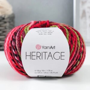 Пряжа "Heritage" 75% акрил, 25% шерсть 125м/50гр (336 красный-чёрный-аспарагус)