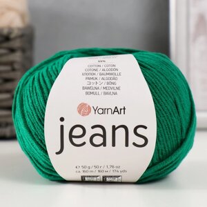 Пряжа "Jeans" 55% хлопок, 45% акрил 160м/50гр (52 зелёный)