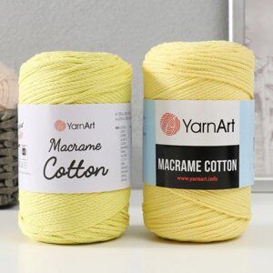 Пряжа "Macrame Cotton" 20% полиэстер, 80% хлопок 225м/250гр (754 св. жёлтый) МИКС