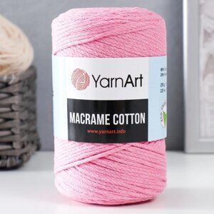 Пряжа "Macrame Cotton" 20% полиэстер, 80% хлопок 225м/250гр (779 ярк. розовый)