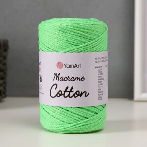 Пряжа "Macrame Cotton" 20% полиэстер, 80% хлопок 225м/250гр (802 зеленый)