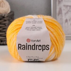 Пряжа "Raindrops" 18% шерсть, 35% полиамид, 47% акрил 115м/50гр (2910 желтый-белый)