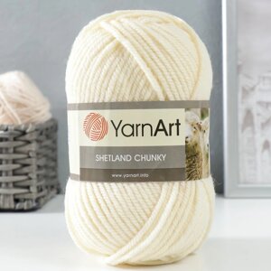 Пряжа "Shetland Chunky" 50% акрил, 50% шерсть 150м/100гр (603 молочный)