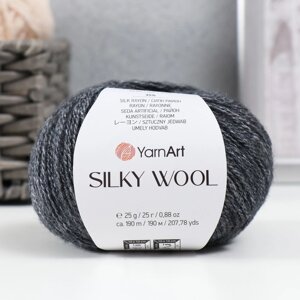 Пряжа "Silky Wool" 35% силк район, 65% мерино. вул 190м/25г (335 т. сёрый)