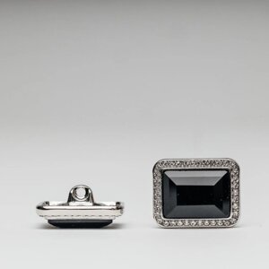 Пуговица «Прямоугольный кристалл» чёрный, размер 19 мм