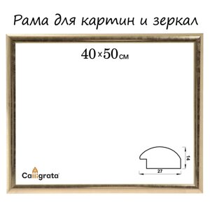 Рама для картин (зеркал) 40 х 50 х 2,7 см, пластиковая, Calligrata 6472, золотая