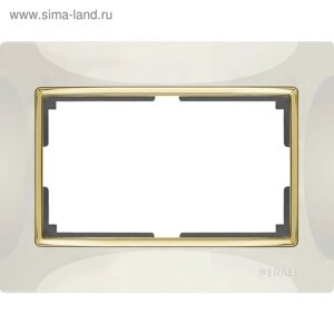 Рамка для двойной розетки WL03-Frame-01-DBL-ivory-GD, цвет золото, слоновая кость