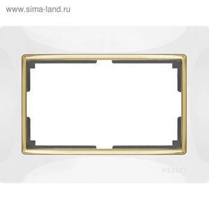 Рамка для двойной розетки WL03-Frame-01-DBL-white-GD, цвет золото, белый
