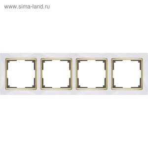 Рамка на 4 поста WL03-Frame-04-white-GD, цвет золото, белый