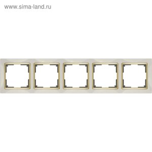 Рамка на 5 постов WL03-Frame-05-ivory-GD, цвет золото, слоновая кость