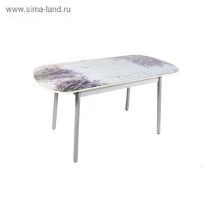 Раздвижной стол «Винтаж», 1150(1450) 700 мм, фотопечать, цвет лаванда / ножки серые
